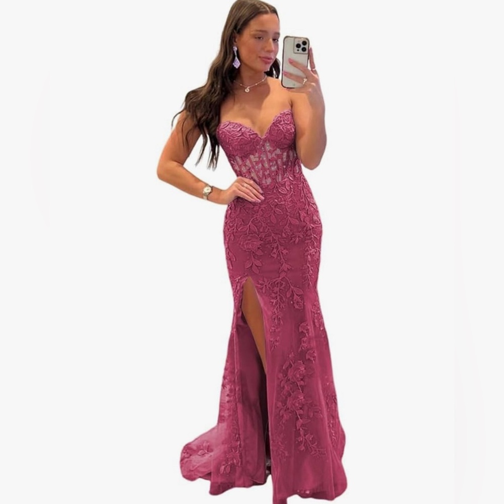 Long formal pink dress